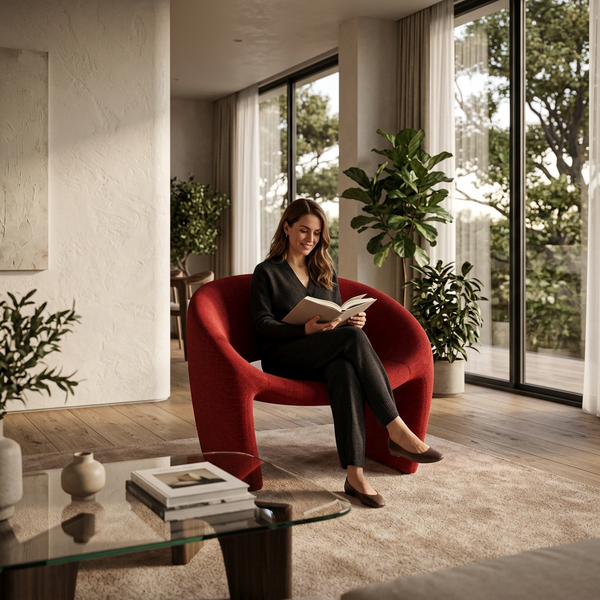 ELVORA – Sculptural Accent Chair with a Distinctive Circular Silhouette