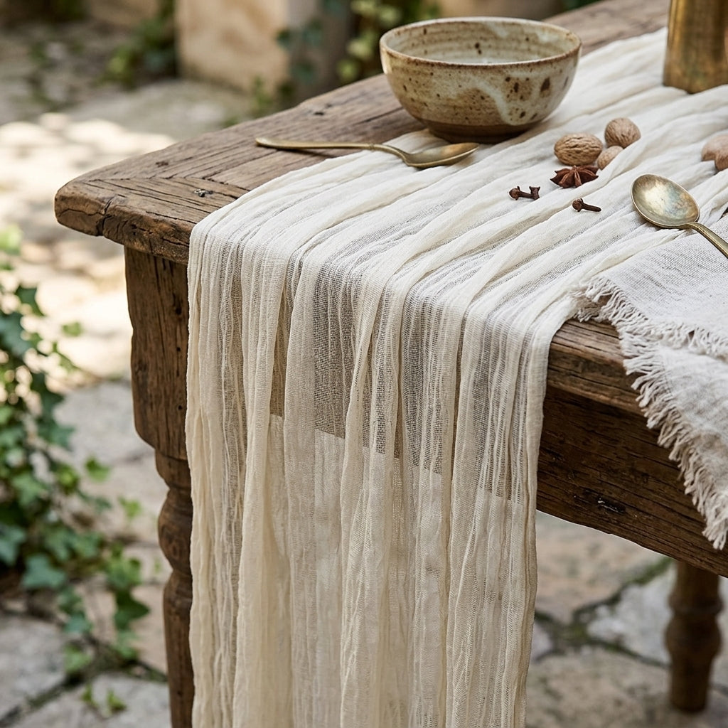 GAUZELLE - Cheesecloth Table Runner for Graceful Table Styling
