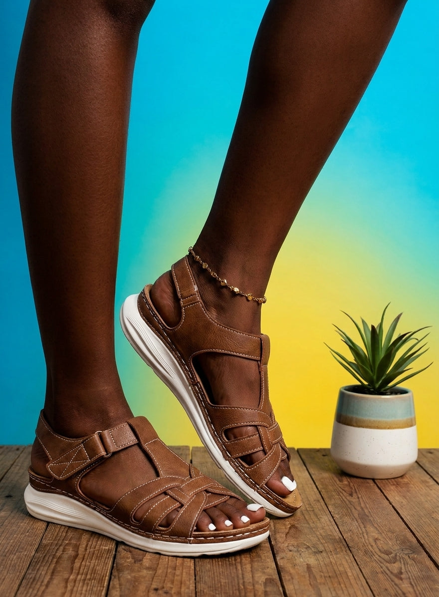 CALYVRA - Wide-Fit Walking Sandals for Supported All-Day Comfort