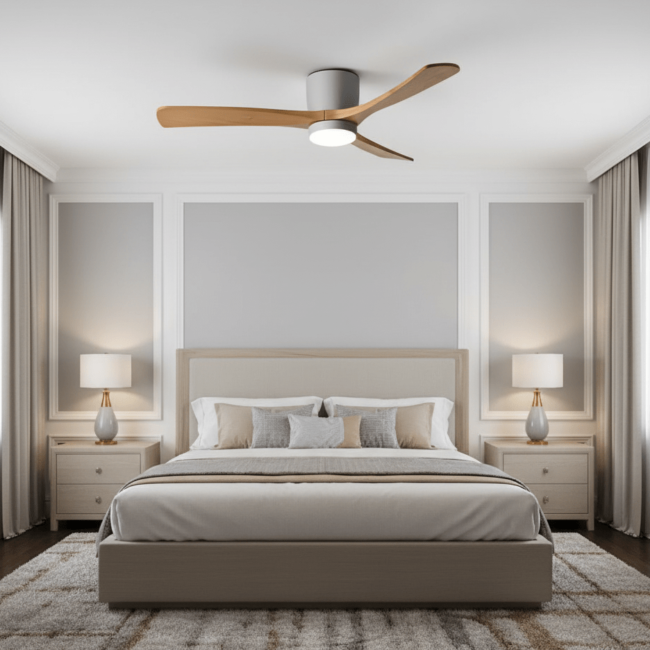 VAYLORA - Sculptural Wooden Ceiling Fan Light for Quiet Comfort