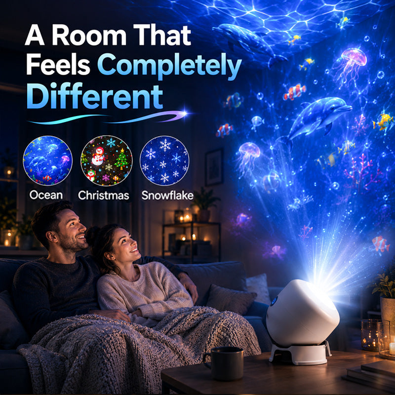 RIPPLELIGHT - Rotating LED Projector for a Calming Room Glow