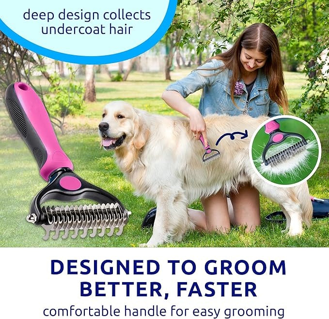 COATGUARD - Dual-Sided Pet Comb for Easy Deshedding and Detangling