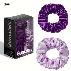 VELUNEA - Silk Scrunchie Duo for Gentle Crease-Free Styling