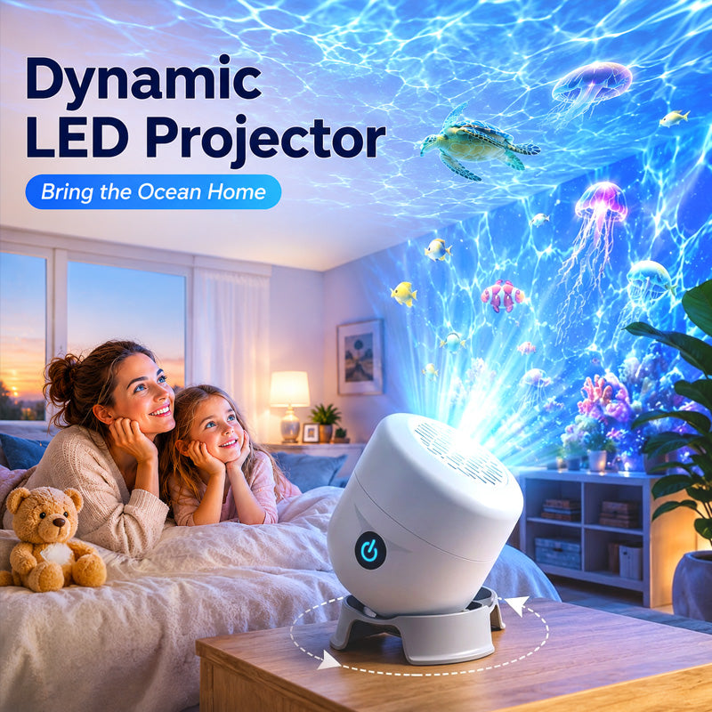 RIPPLELIGHT - Rotating LED Projector for a Calming Room Glow