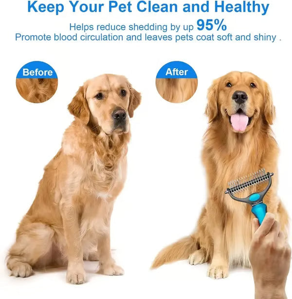 COATGUARD - Dual-Sided Pet Comb for Easy Deshedding and Detangling