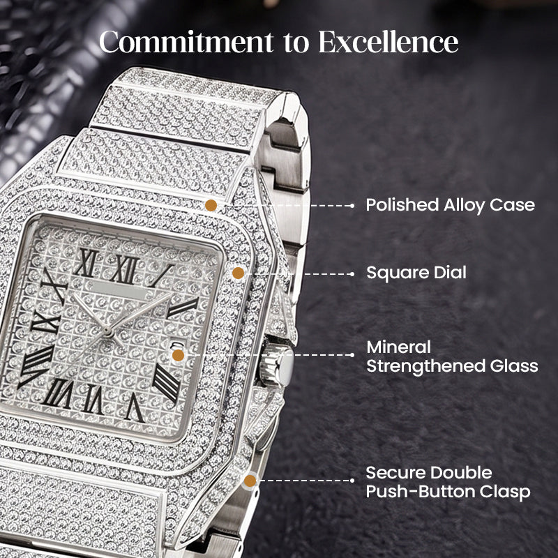 GLIMVIA - Square Rhinestone Watch That Adds Sparkle to Any Look