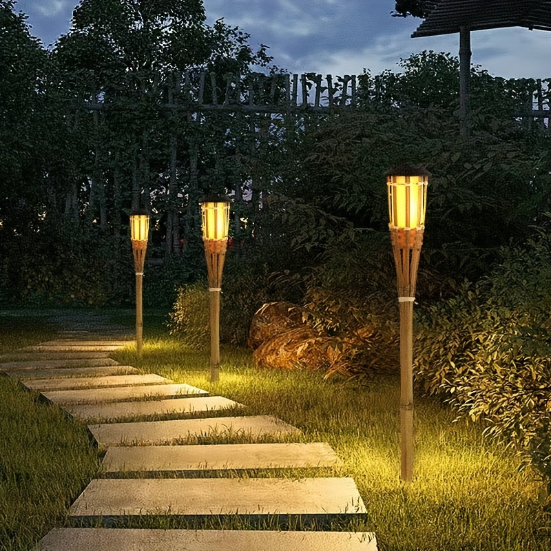 FLAMEGLOW - Solar Bamboo Flame Lights for Warm Outdoor Ambiance