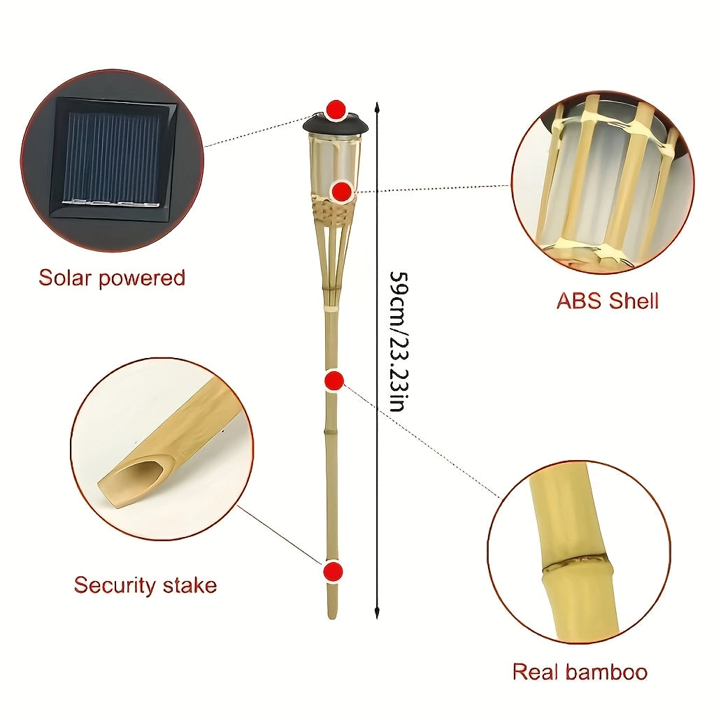 FLAMEGLOW - Solar Bamboo Flame Lights for Warm Outdoor Ambiance