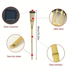 FLAMEGLOW - Solar Bamboo Flame Lights for Warm Outdoor Ambiance