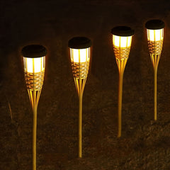 FLAMEGLOW - Solar Bamboo Flame Lights for Warm Outdoor Ambiance