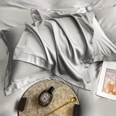 GLOSSIVA - Silk-Blend Pillowcase Pair for Artful Seating Accents