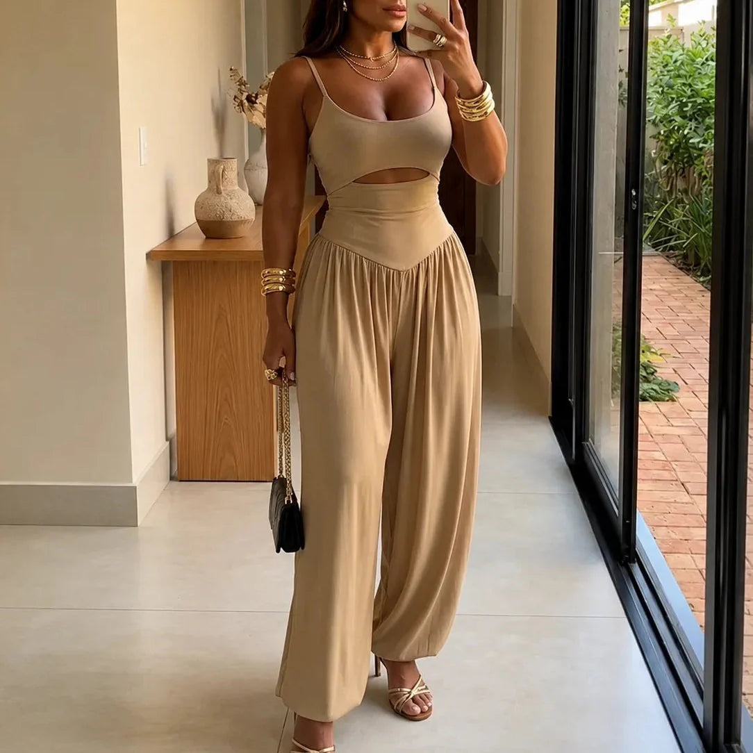 CINZARA - Cutout Wide-Leg Jumpsuit for an Effortless Silhouette