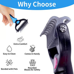 COATGUARD - Dual-Sided Pet Comb for Easy Deshedding and Detangling