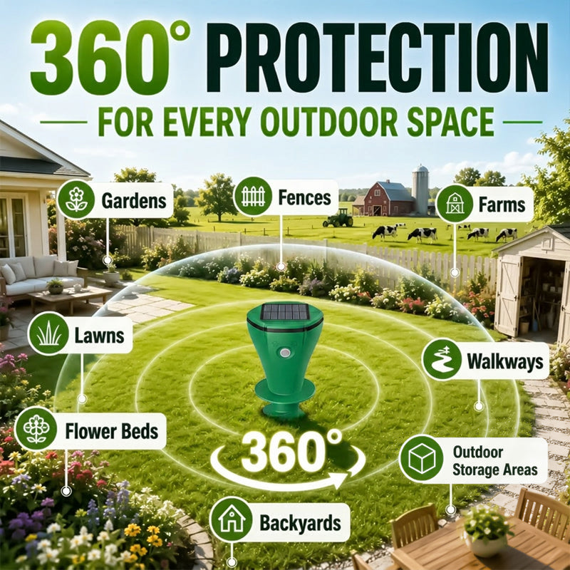 BURROVA - Solar Animal Repellent for Protecting Lawns and Gardens