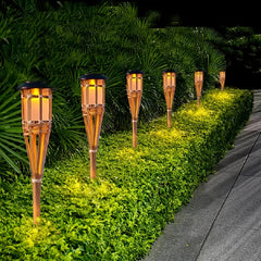 FLAMEGLOW - Solar Bamboo Flame Lights for Warm Outdoor Ambiance
