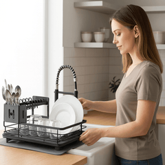 DRYVORA - Folding Stainless Steel Dish Rack for Clear Counters