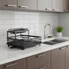 DRYVORA - Folding Stainless Steel Dish Rack for Clear Counters