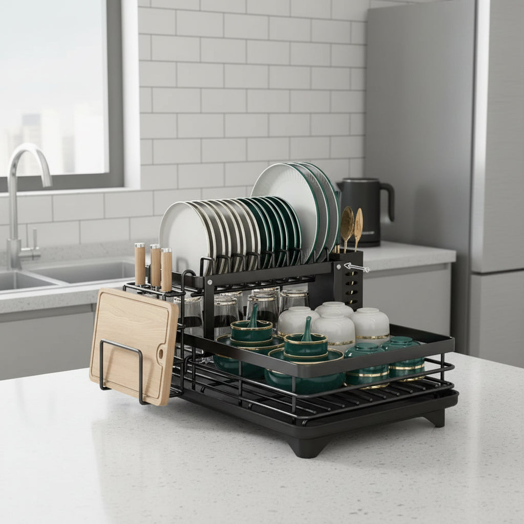DRYVORA - Folding Stainless Steel Dish Rack for Clear Counters