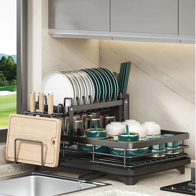 DRYVORA - Folding Stainless Steel Dish Rack for Clear Counters