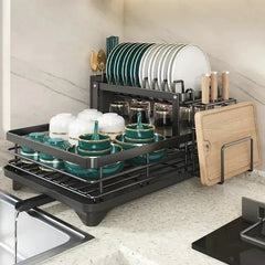DRYVORA - Folding Stainless Steel Dish Rack for Clear Counters