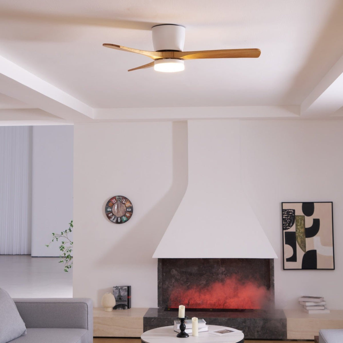VAYLORA - Sculptural Wooden Ceiling Fan Light for Quiet Comfort