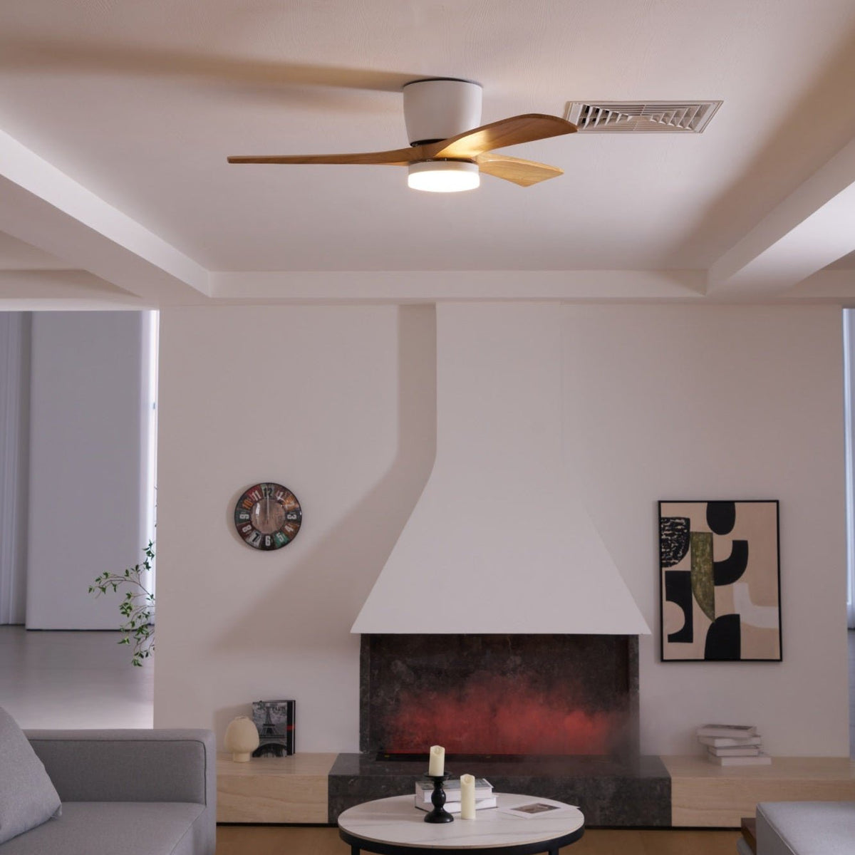 VAYLORA - Sculptural Wooden Ceiling Fan Light for Quiet Comfort