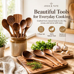 TAVEROA - Teak Utensil Set for Scratch-Free Everyday Cooking