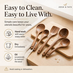TAVEROA - Teak Utensil Set for Scratch-Free Everyday Cooking