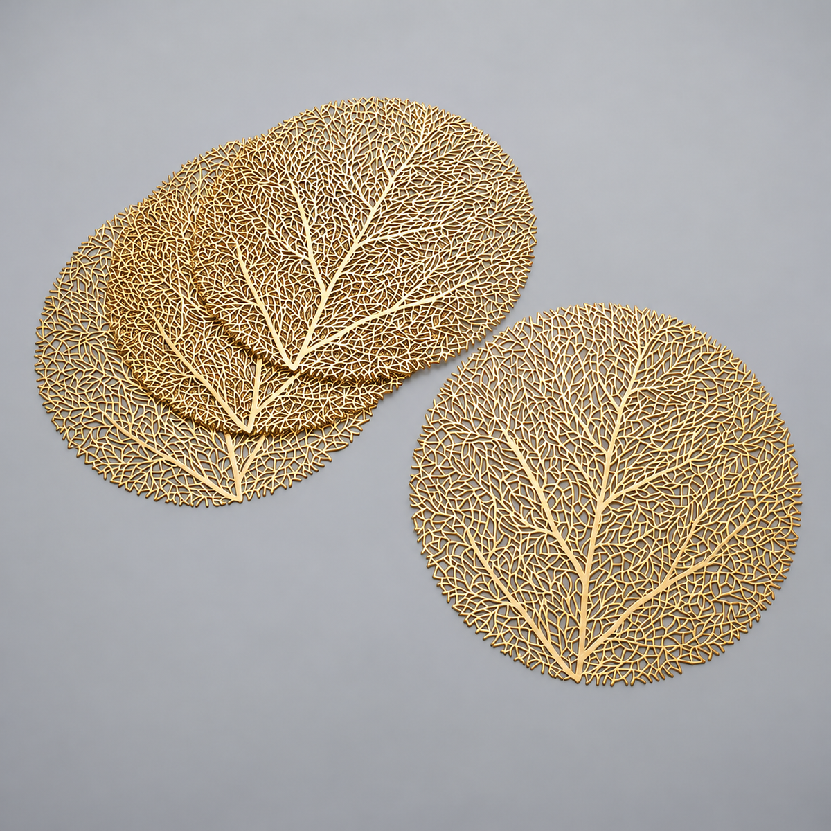 GILVORA - Set of Four Gold Leaf Placemats for Table Protection