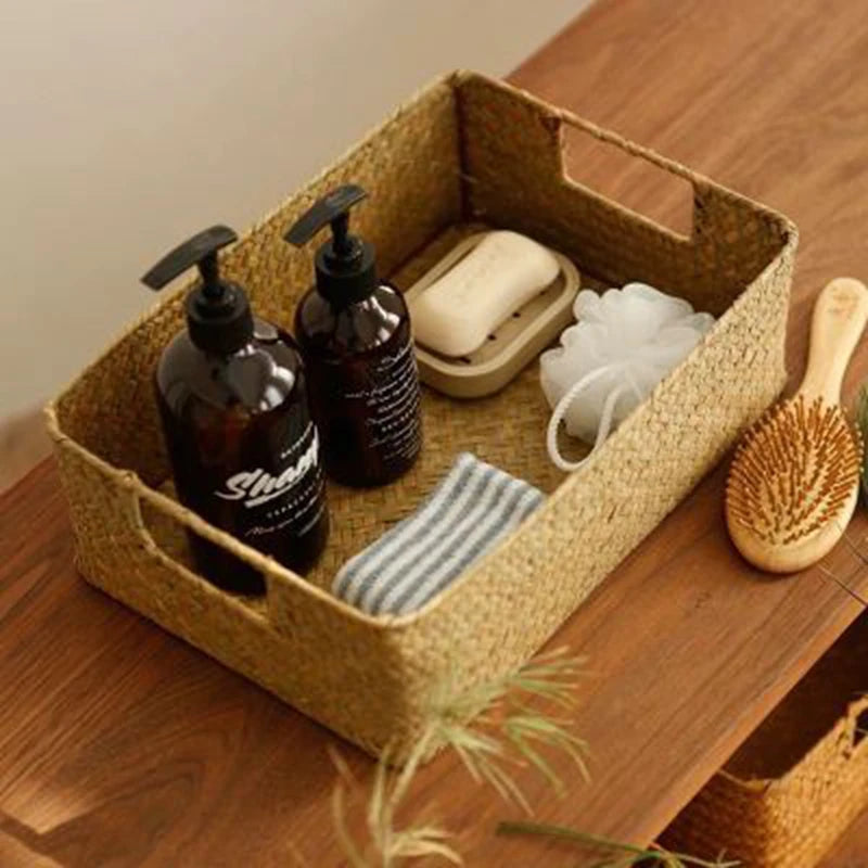 RYVESSA - Woven Seagrass Basket for Stylish Tabletop Storage