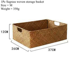 RYVESSA - Woven Seagrass Basket for Stylish Tabletop Storage