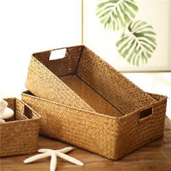 RYVESSA - Woven Seagrass Basket for Stylish Tabletop Storage