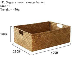 RYVESSA - Woven Seagrass Basket for Stylish Tabletop Storage