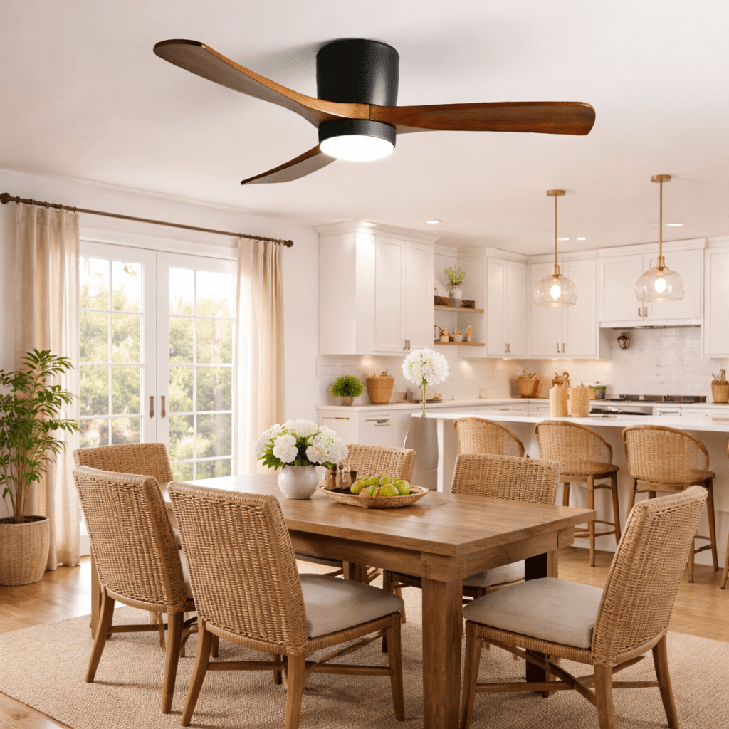 VAYLORA - Sculptural Wooden Ceiling Fan Light for Quiet Comfort