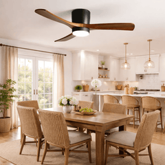 VAYLORA - Sculptural Wooden Ceiling Fan Light for Quiet Comfort