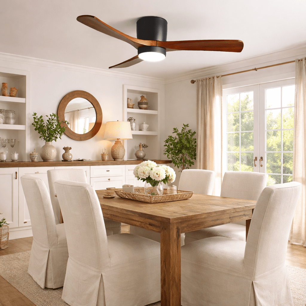 VAYLORA - Sculptural Wooden Ceiling Fan Light for Quiet Comfort