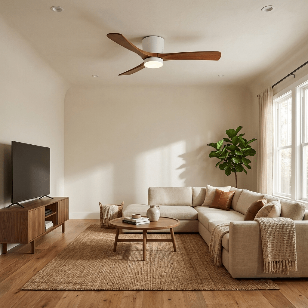 VAYLORA - Sculptural Wooden Ceiling Fan Light for Quiet Comfort