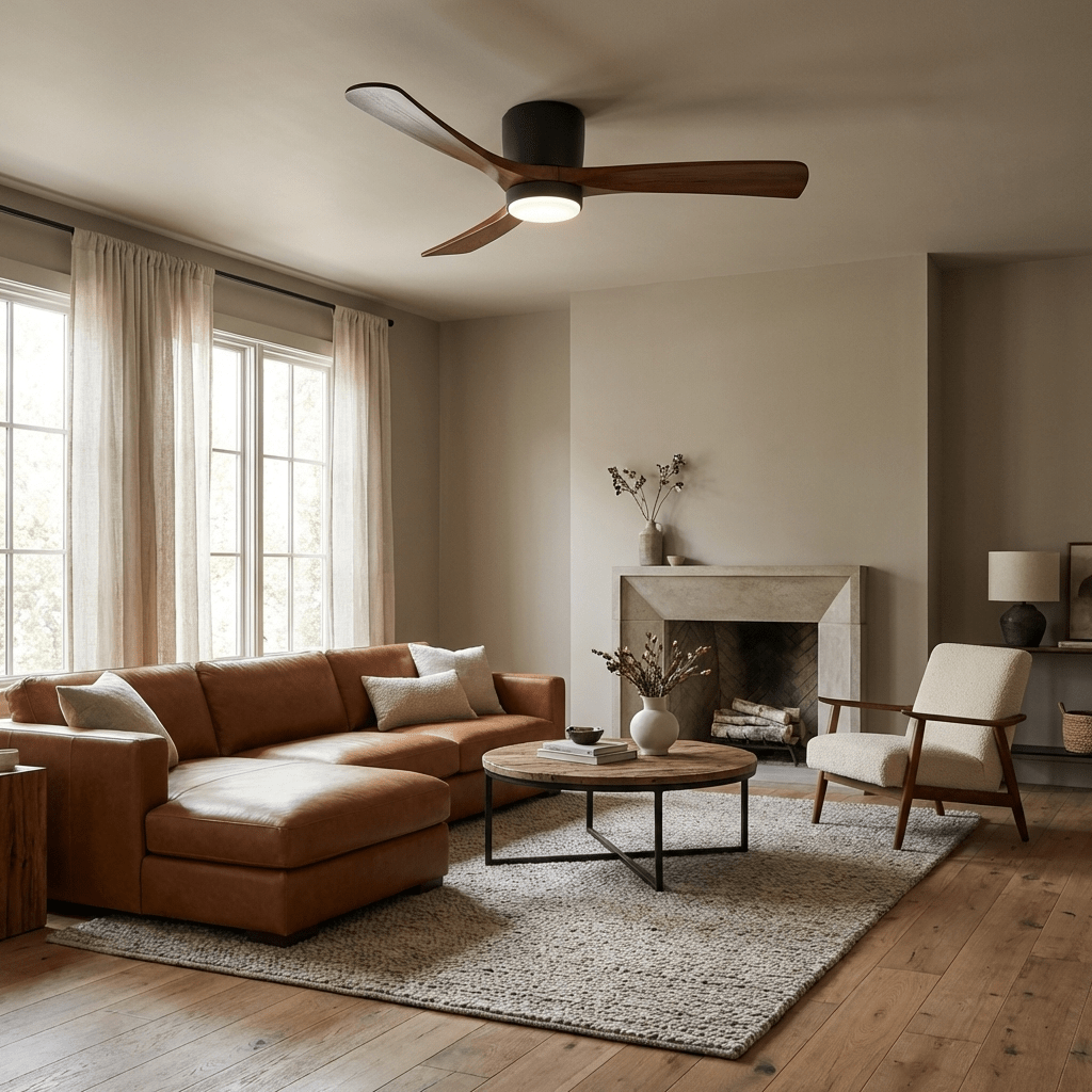 VAYLORA - Sculptural Wooden Ceiling Fan Light for Quiet Comfort