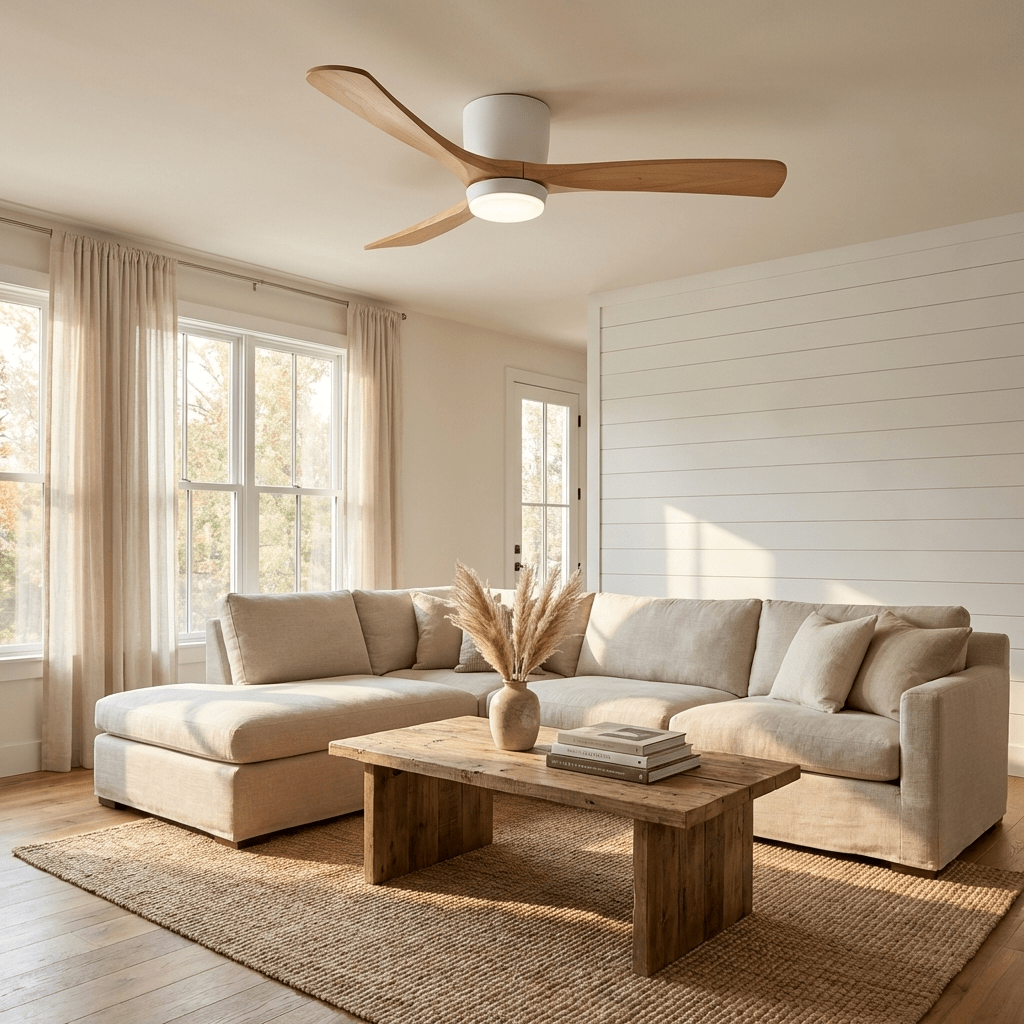 VAYLORA - Sculptural Wooden Ceiling Fan Light for Quiet Comfort