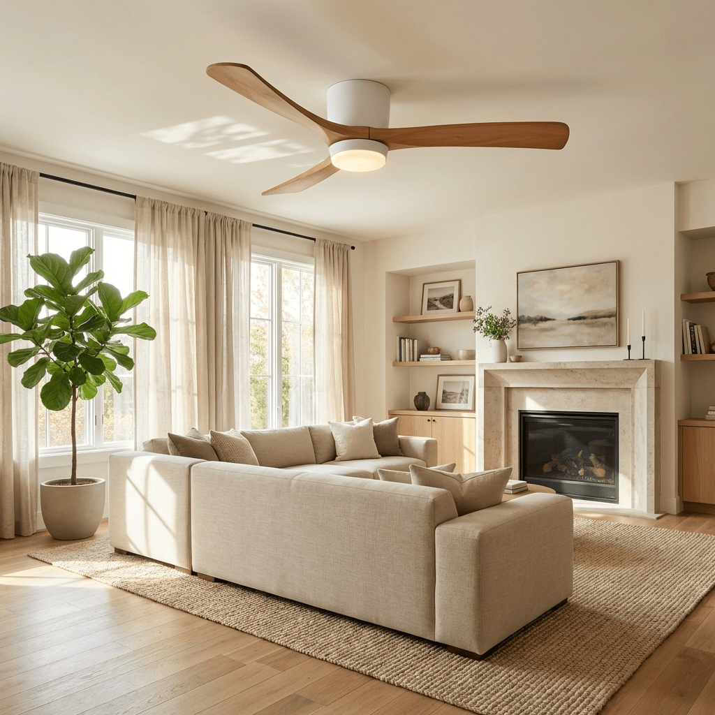 VAYLORA - Sculptural Wooden Ceiling Fan Light for Quiet Comfort