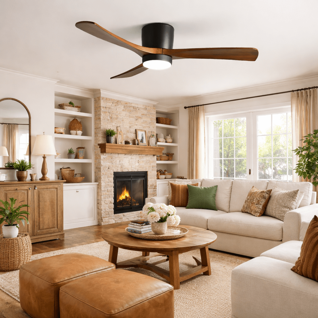 VAYLORA - Sculptural Wooden Ceiling Fan Light for Quiet Comfort