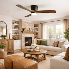 VAYLORA - Sculptural Wooden Ceiling Fan Light for Quiet Comfort