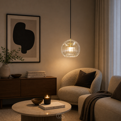 RIBELUNE - Sculptural Ribbed Glass Pendant Lamp for a Warm Focal Point