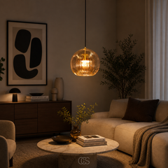 RIBELUNE - Sculptural Ribbed Glass Pendant Lamp for a Warm Focal Point