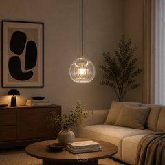 RIBELUNE - Sculptural Ribbed Glass Pendant Lamp for a Warm Focal Point
