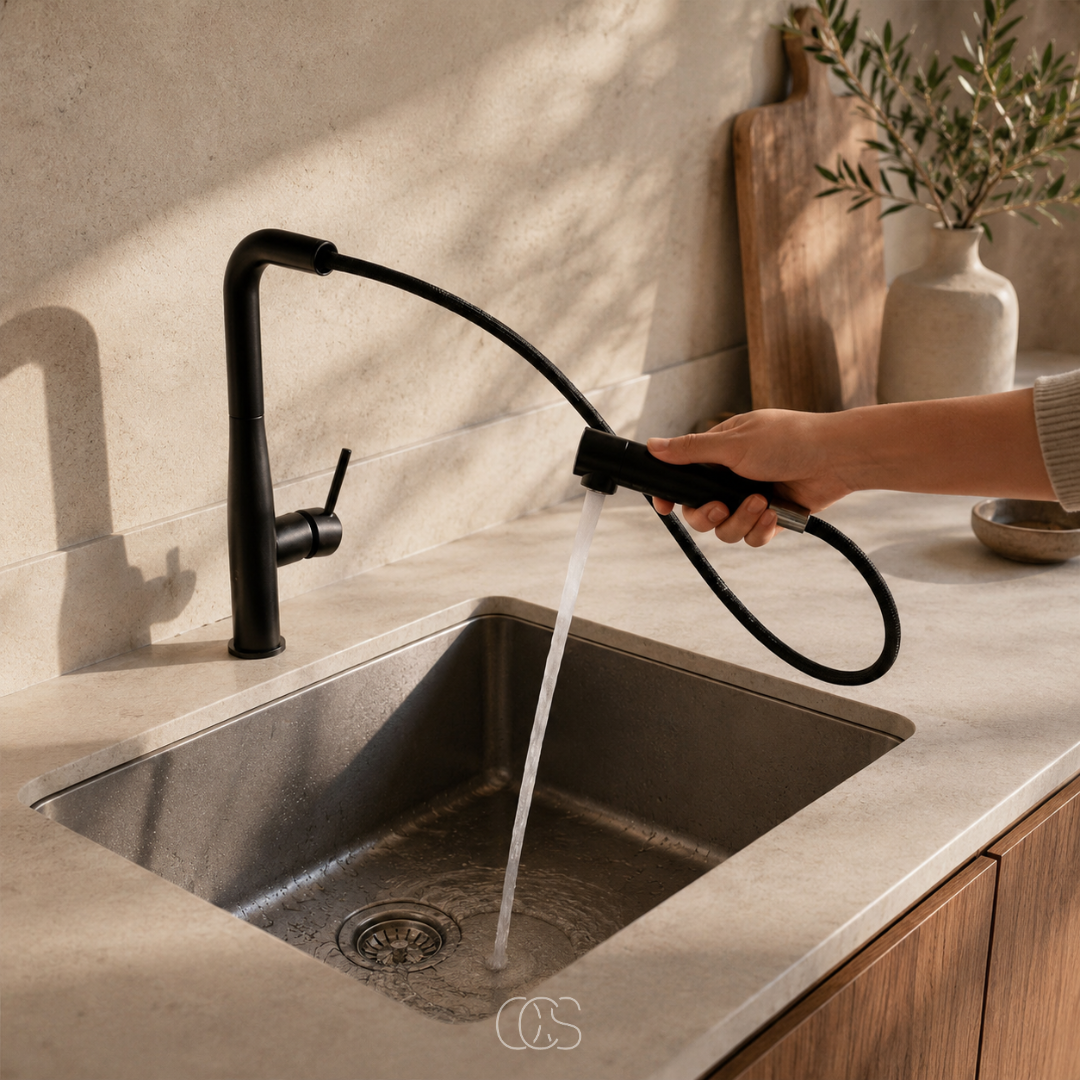 VORYNZA - Sculptural Pull-Out Kitchen Faucet for Easy Rinsing