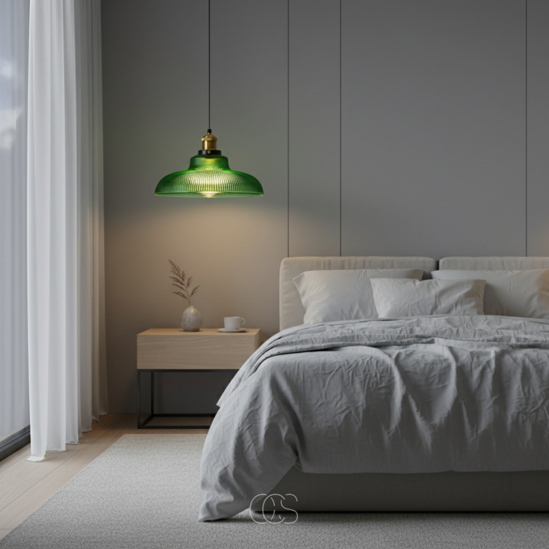ZELVORIN - Green Glass Pendant Lamp for a Warm Dining Focal Point