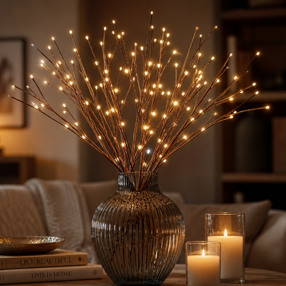 LUMIBRAN - Battery-Powered LED Willow Branches for Cord-Free Vase Lighting