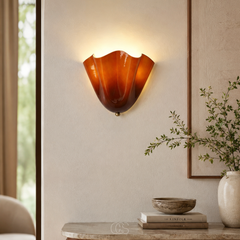 AMBRYNE - Sculptural Amber Glass Wall Lamp for a Warm Glow