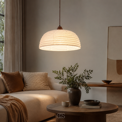 LIGNIVA - Statement Wood and Linen Pendant Lamp for Calming Light